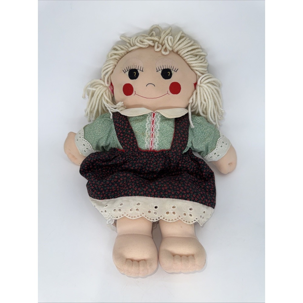 17" Avon Stuffed Christmas Doll 1990 Santa's Family Plush Girl Red Green VTG